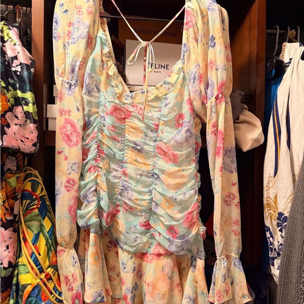 MAJORELLE Cream and Pastel Floral Dress